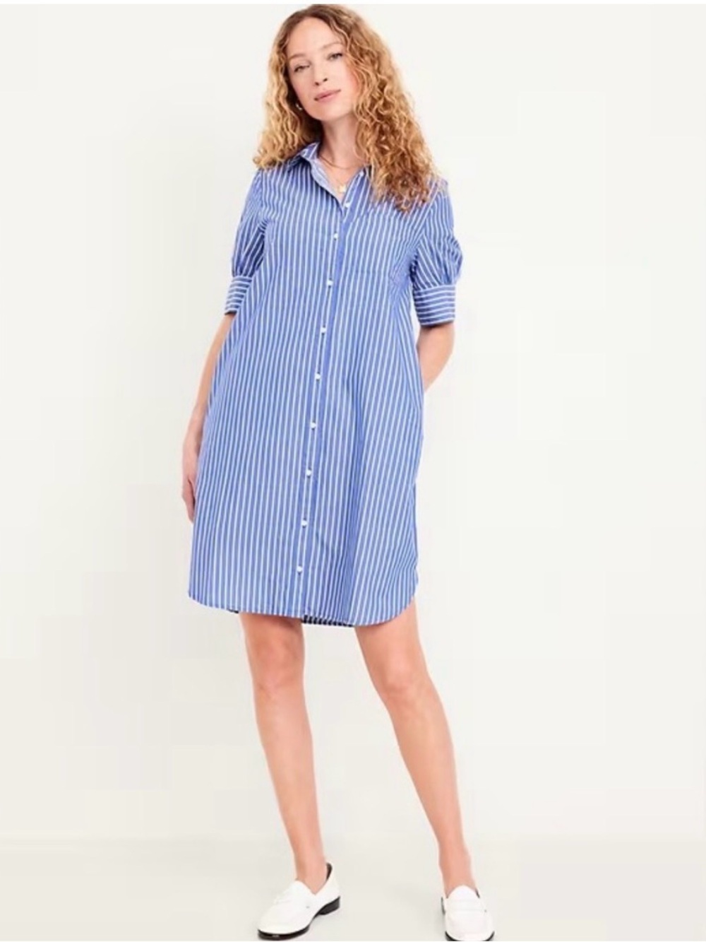 4/$20 ☀️ NWOT Old Navy Stripe Button-Front Shirt Dress Size Large Tall